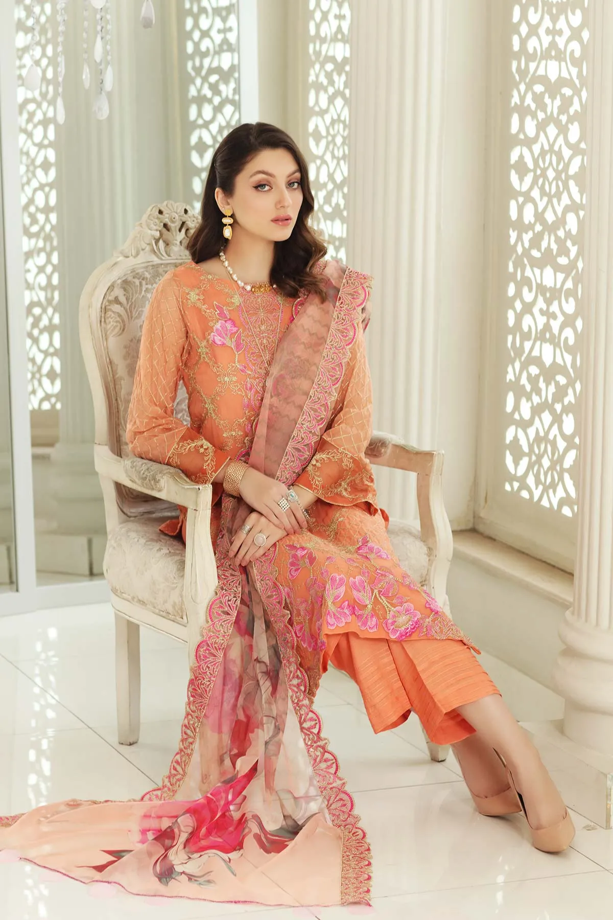 3 Piece Unstitched Embroidered Chiffon CAL21-004