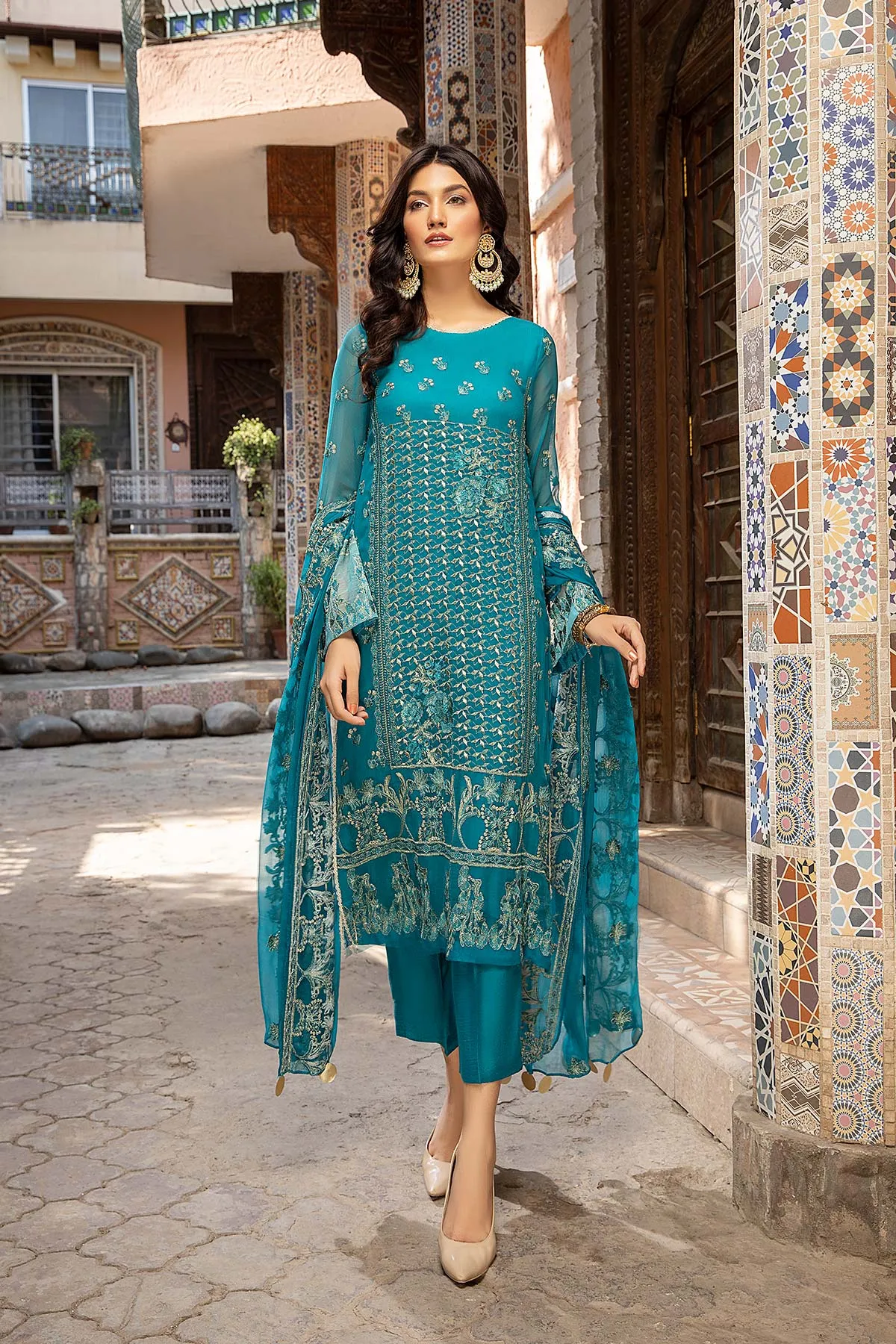 3 Piece Unstitched Embroidered Chiffon CHM-46