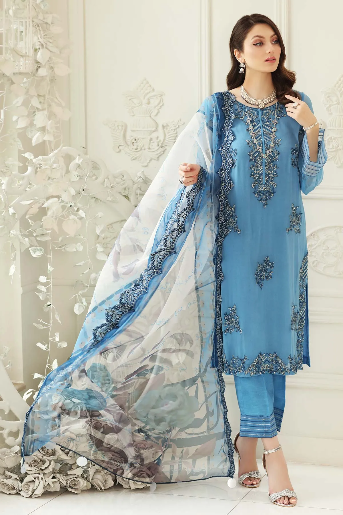 3 Piece Unstitched Embroidered Chiffon CHM21-42