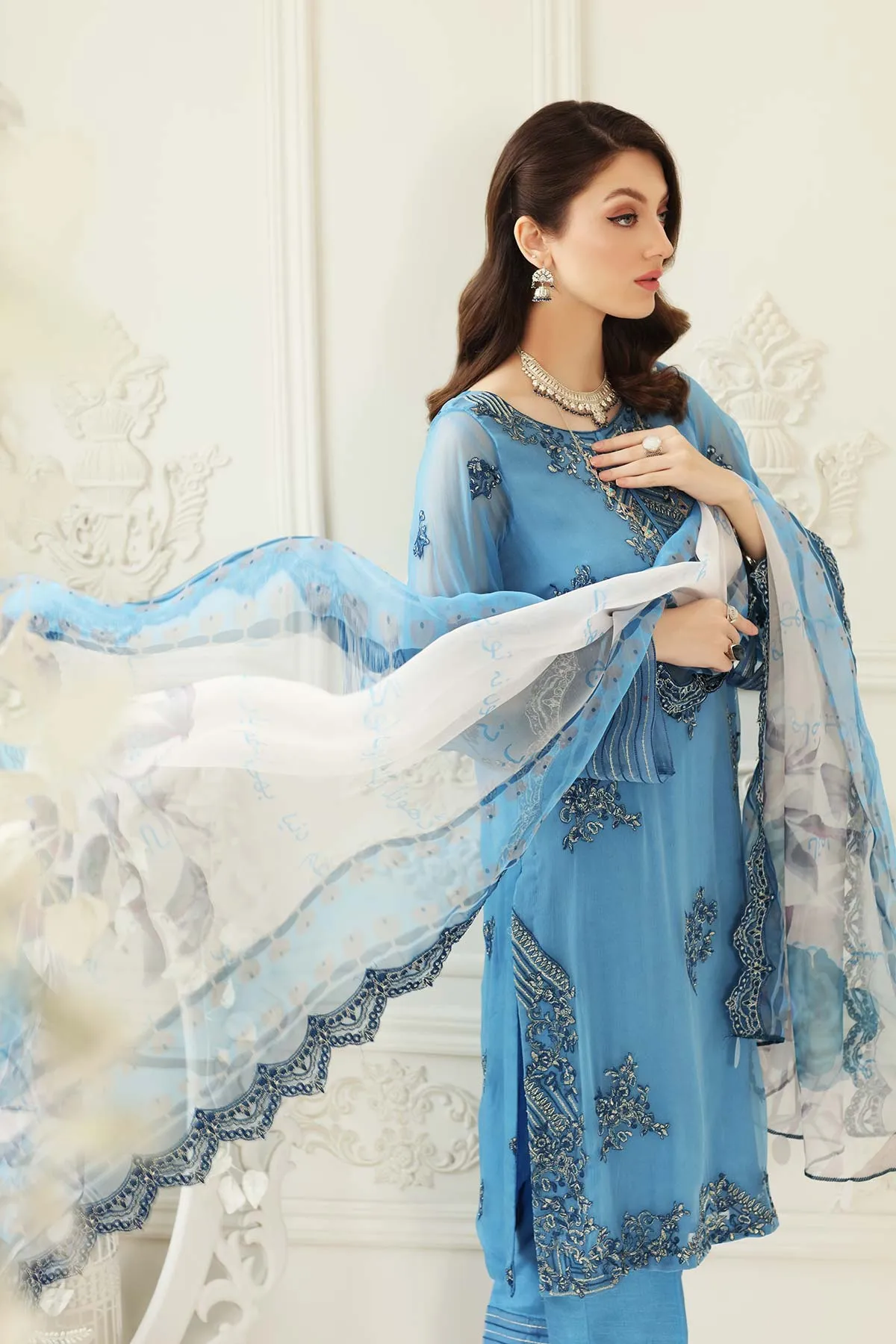 3 Piece Unstitched Embroidered Chiffon CHM21-42