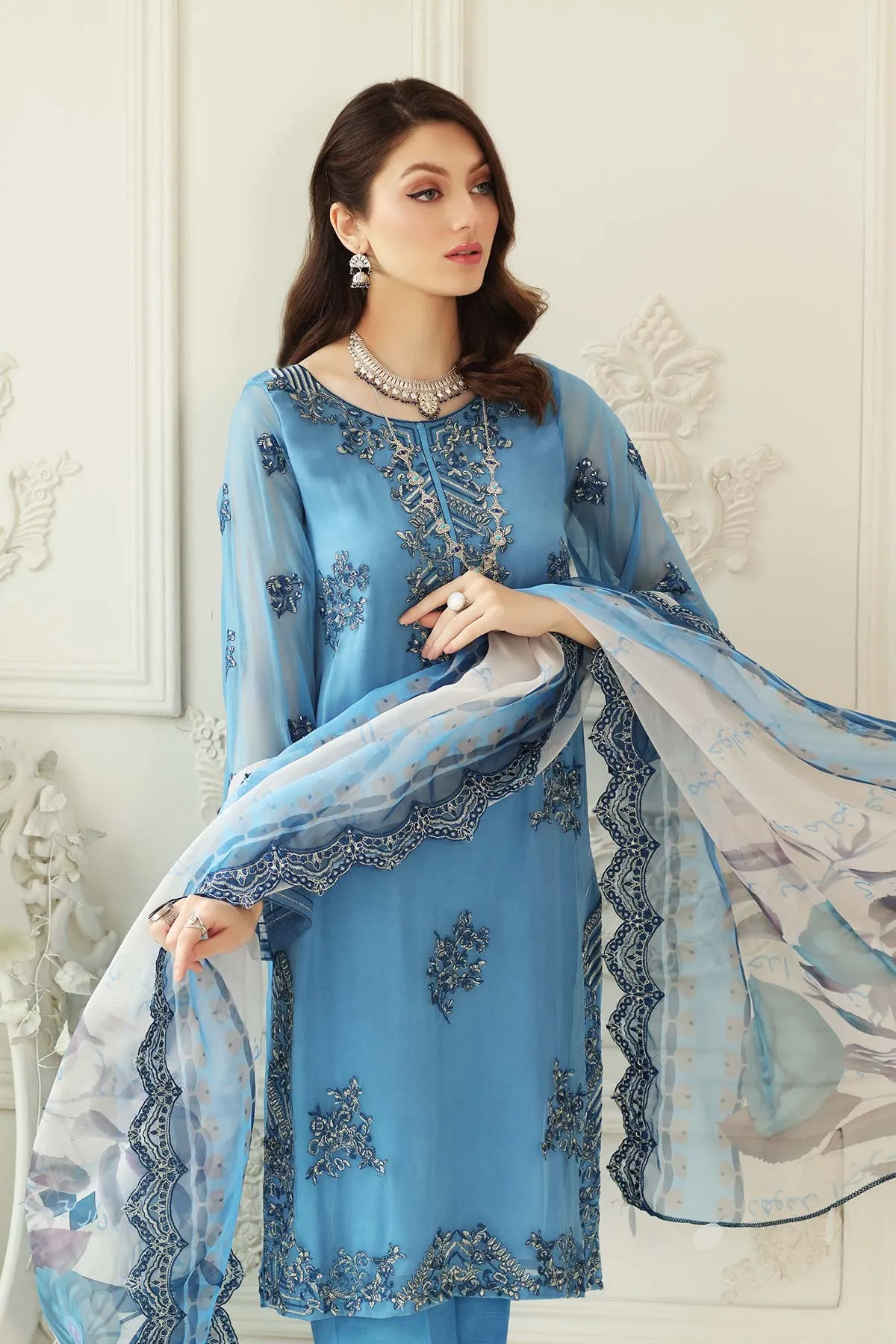 3 Piece Unstitched Embroidered Chiffon CHM21-42