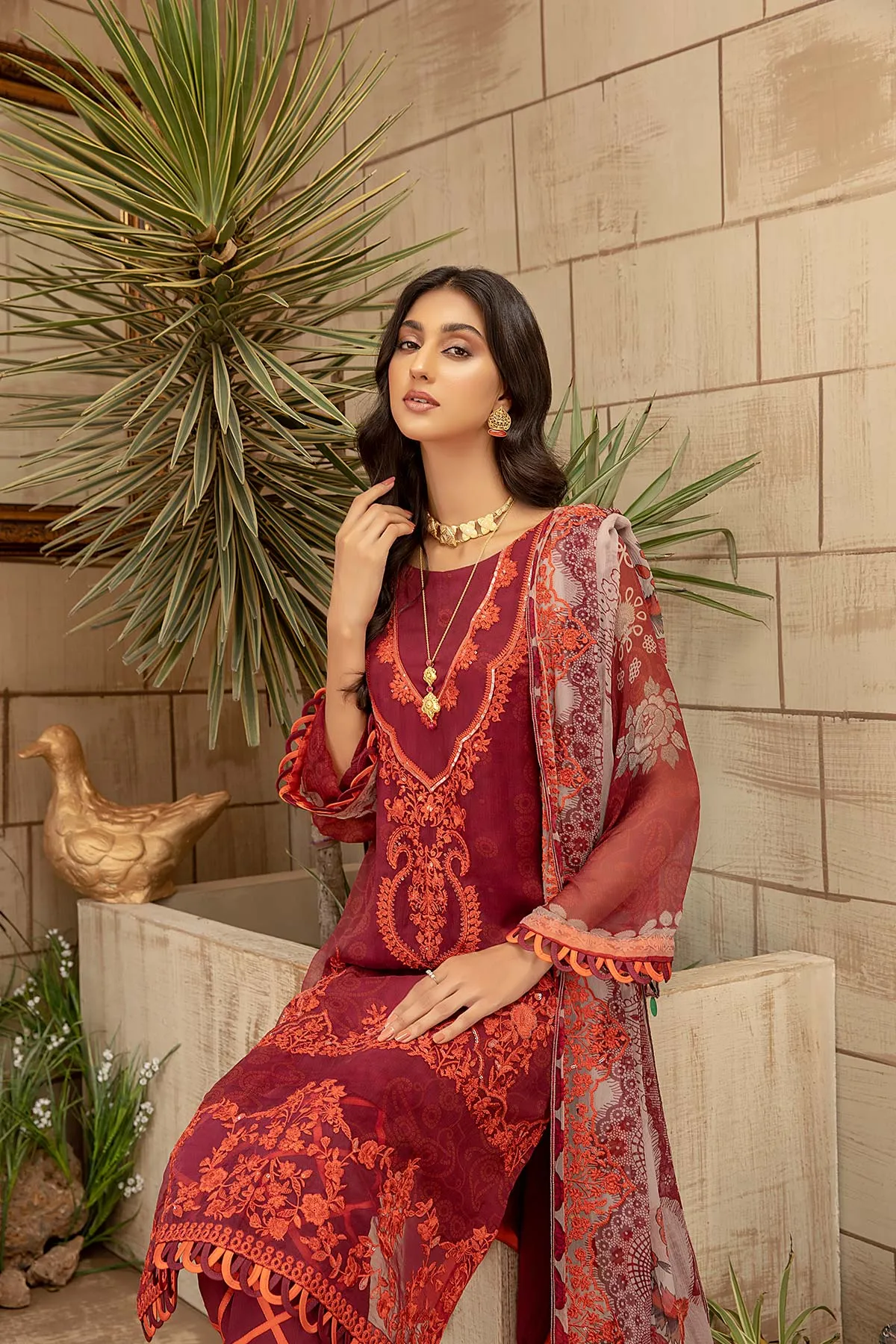 3 Piece Unstitched Embroidered Chiffon VSLW21-15