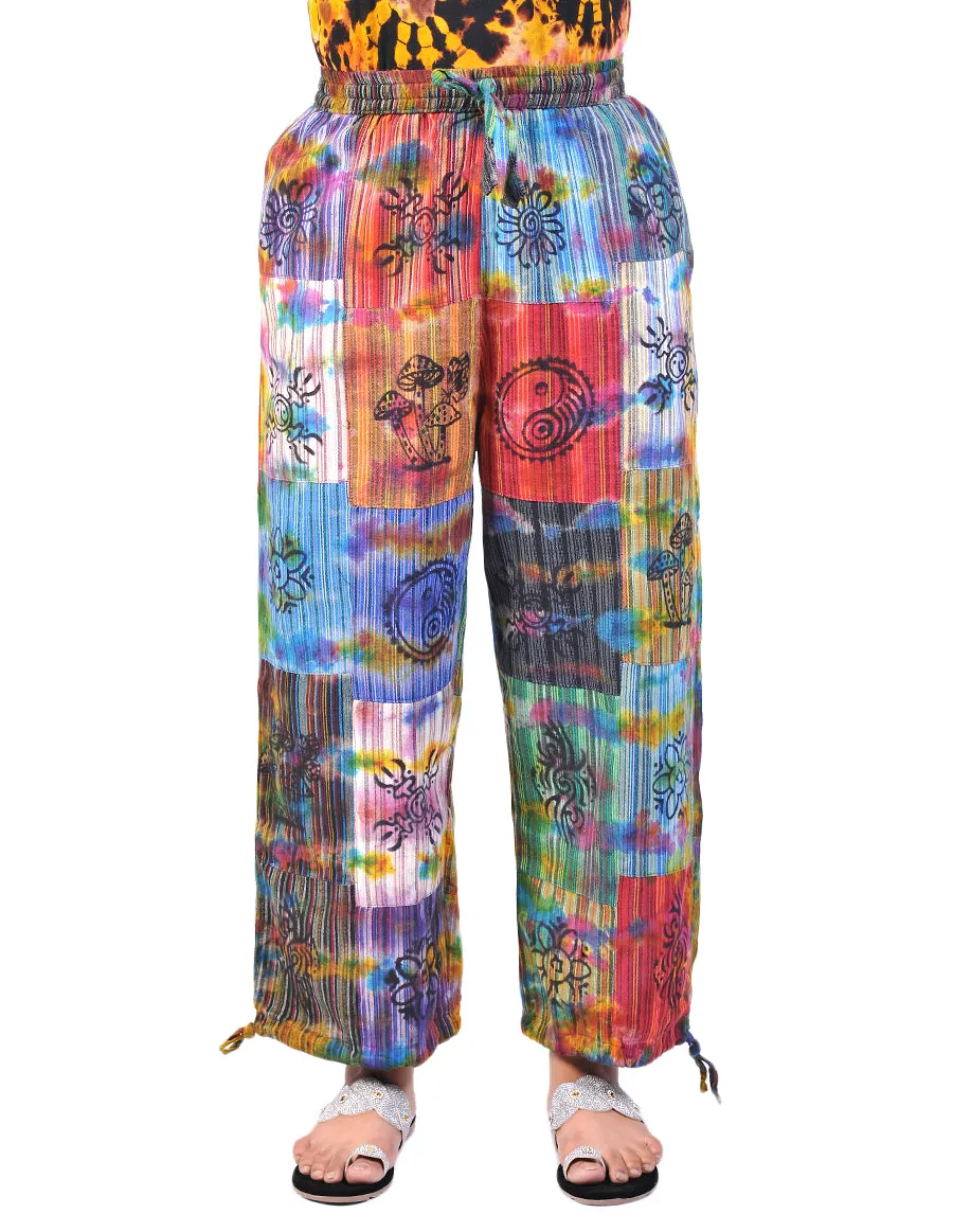 3/4 Length Tie Dye Trousers for Women