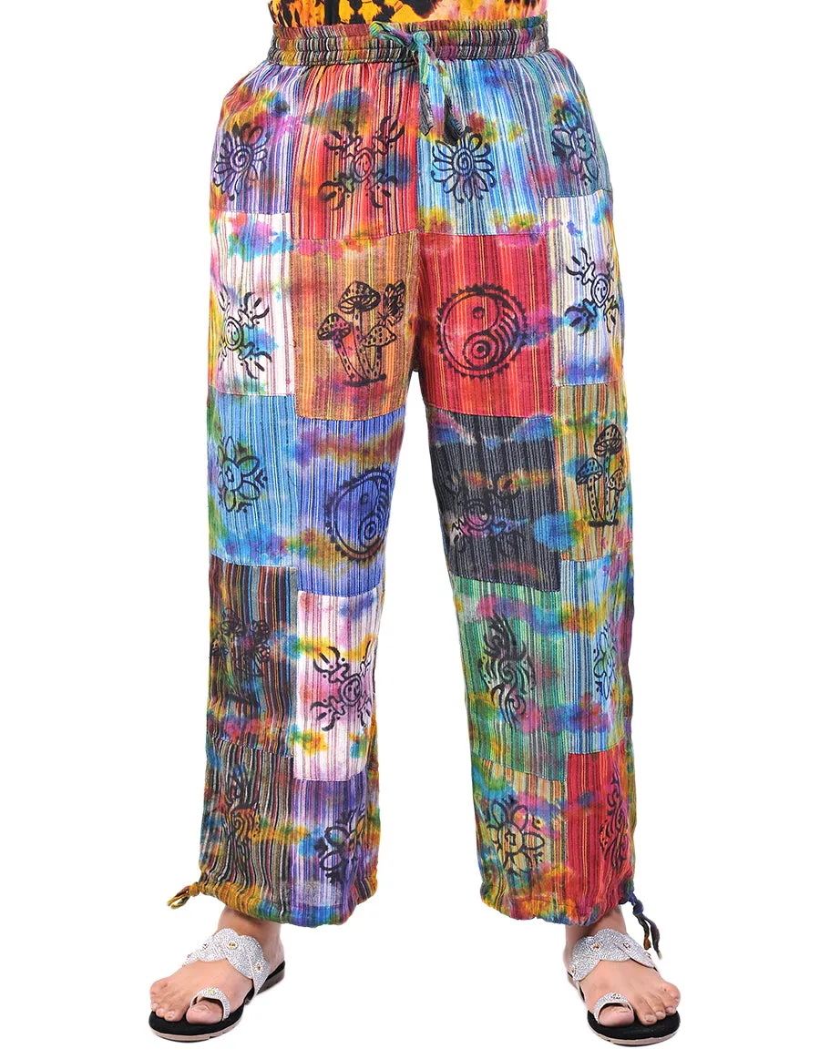 3/4 Length Tie Dye Trousers for Women