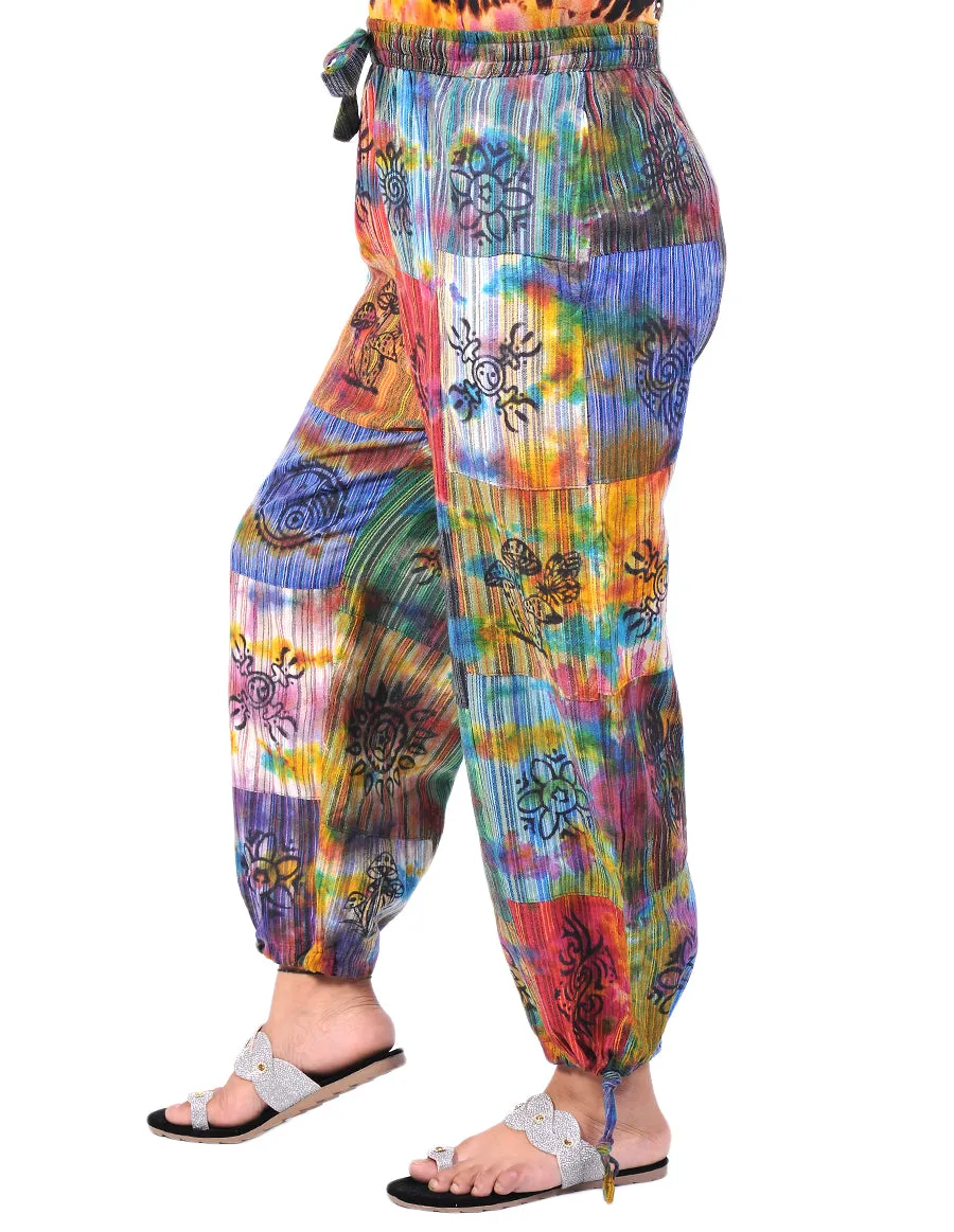 3/4 Length Tie Dye Trousers for Women