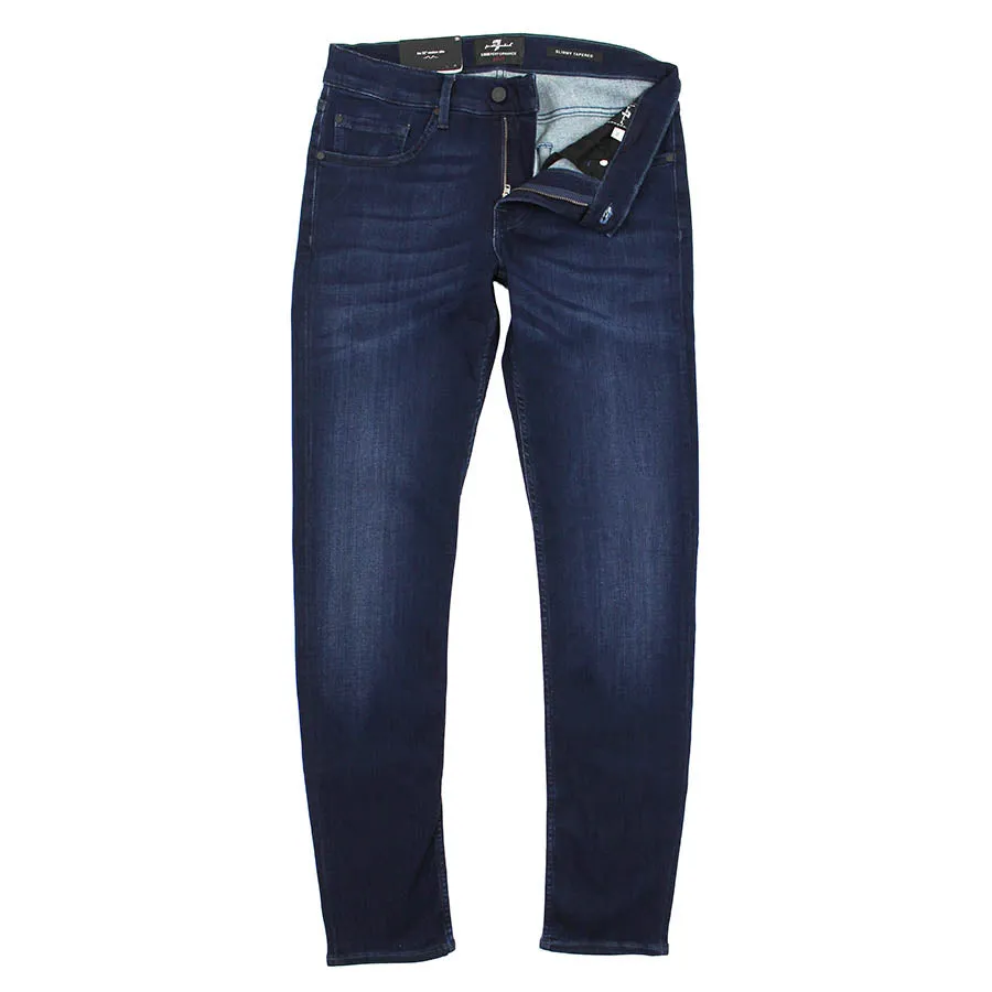 7 For All Mankind - Slim Fit Tapered Luxe Denim Jeans in Deep Blue