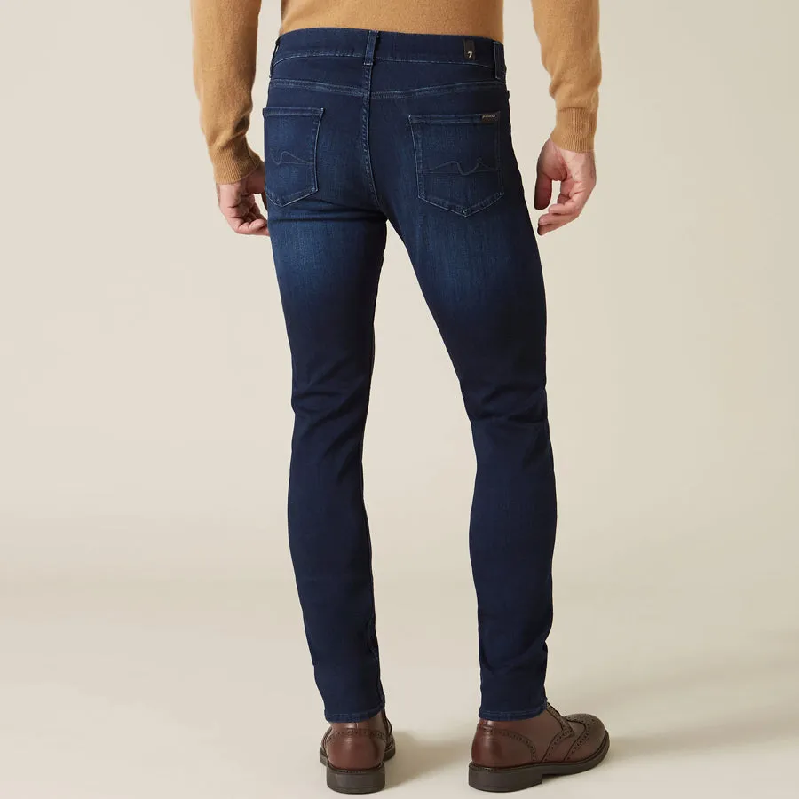 7 For All Mankind - Slim Fit Tapered Luxe Denim Jeans in Deep Blue