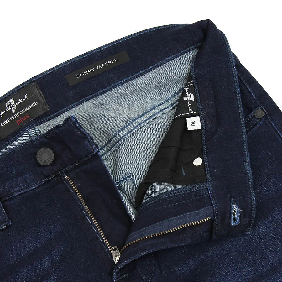 7 For All Mankind - Slim Fit Tapered Luxe Denim Jeans in Deep Blue