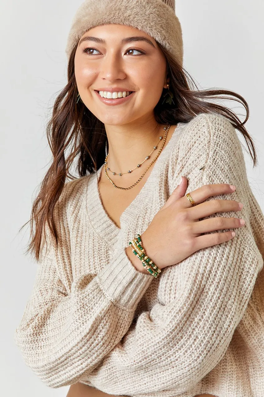 Addison Taupe V-Neck Sweater