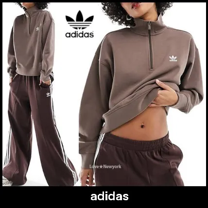 adidas long sleeve plain cotton logo street style