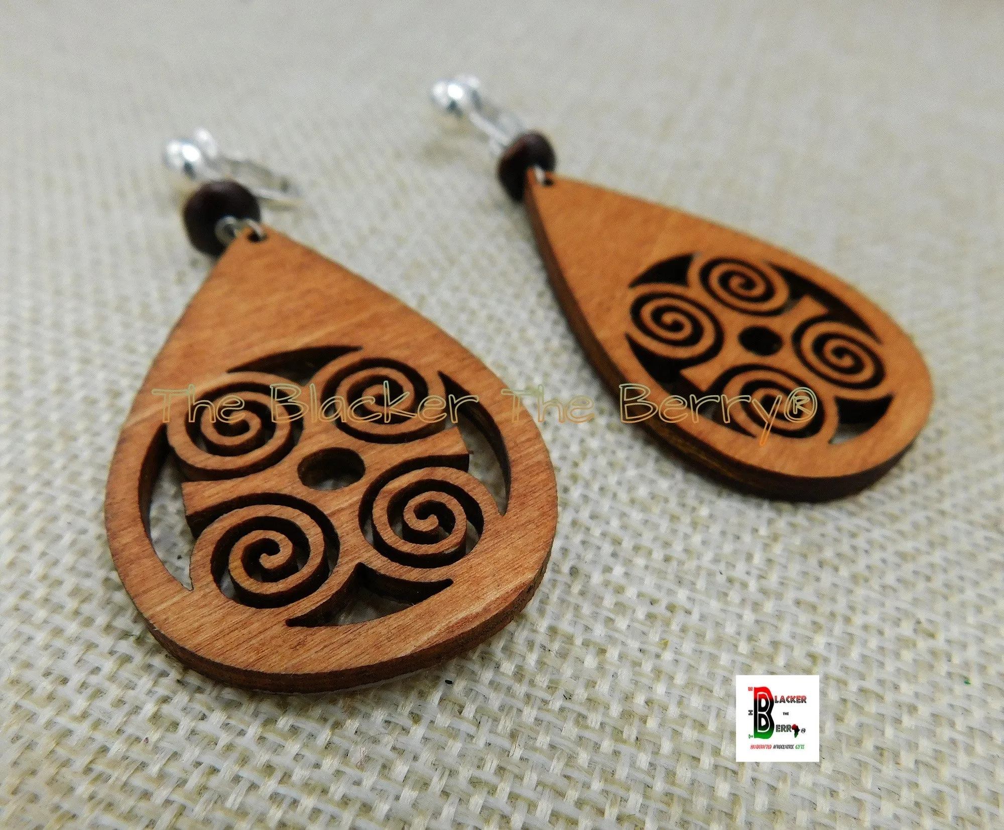 African Adinkra Non Pierced Clip On Earrings DWENNIMMEN - Jewelry