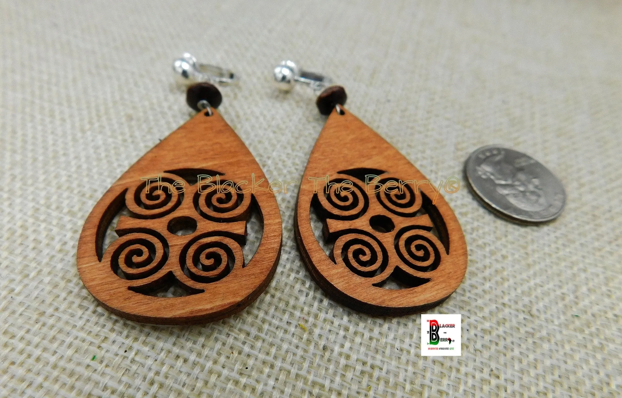 African Adinkra Non Pierced Clip On Earrings DWENNIMMEN - Jewelry