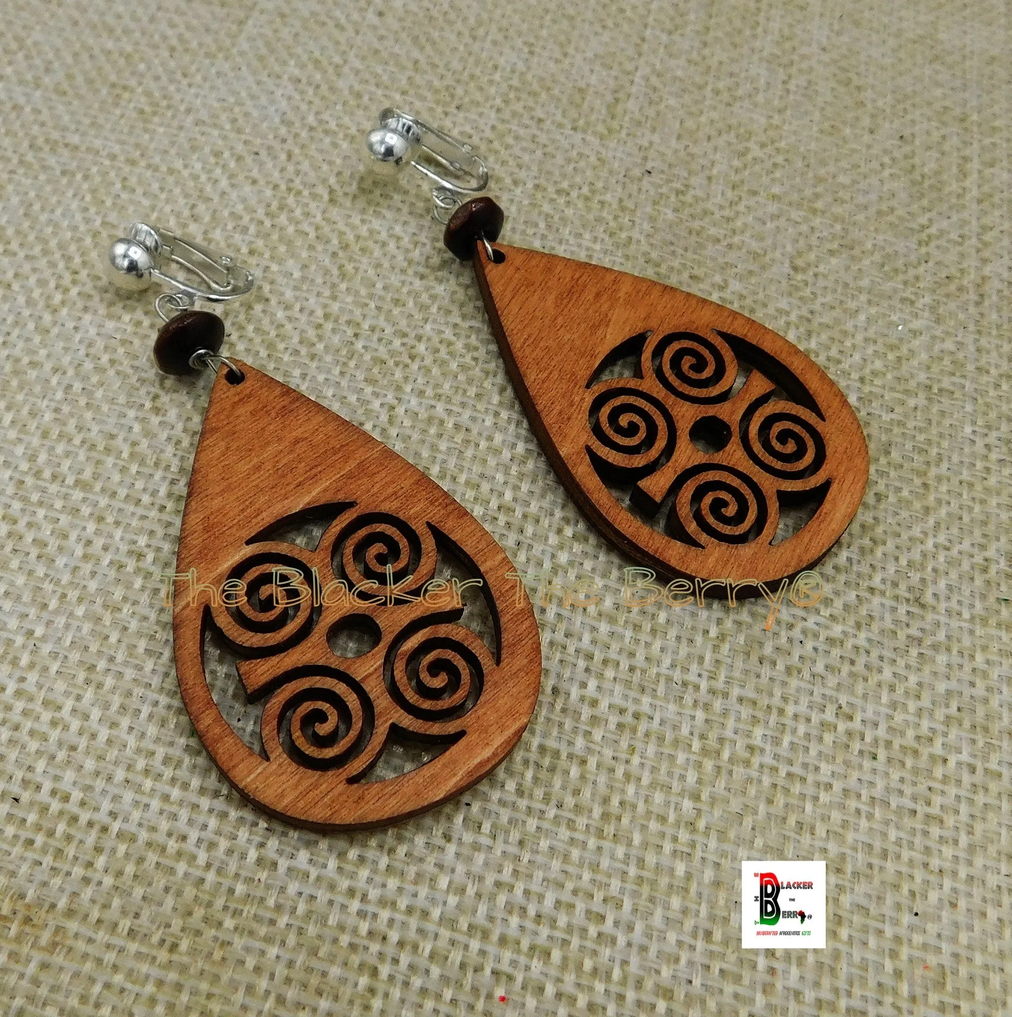 African Adinkra Non Pierced Clip On Earrings DWENNIMMEN - Jewelry