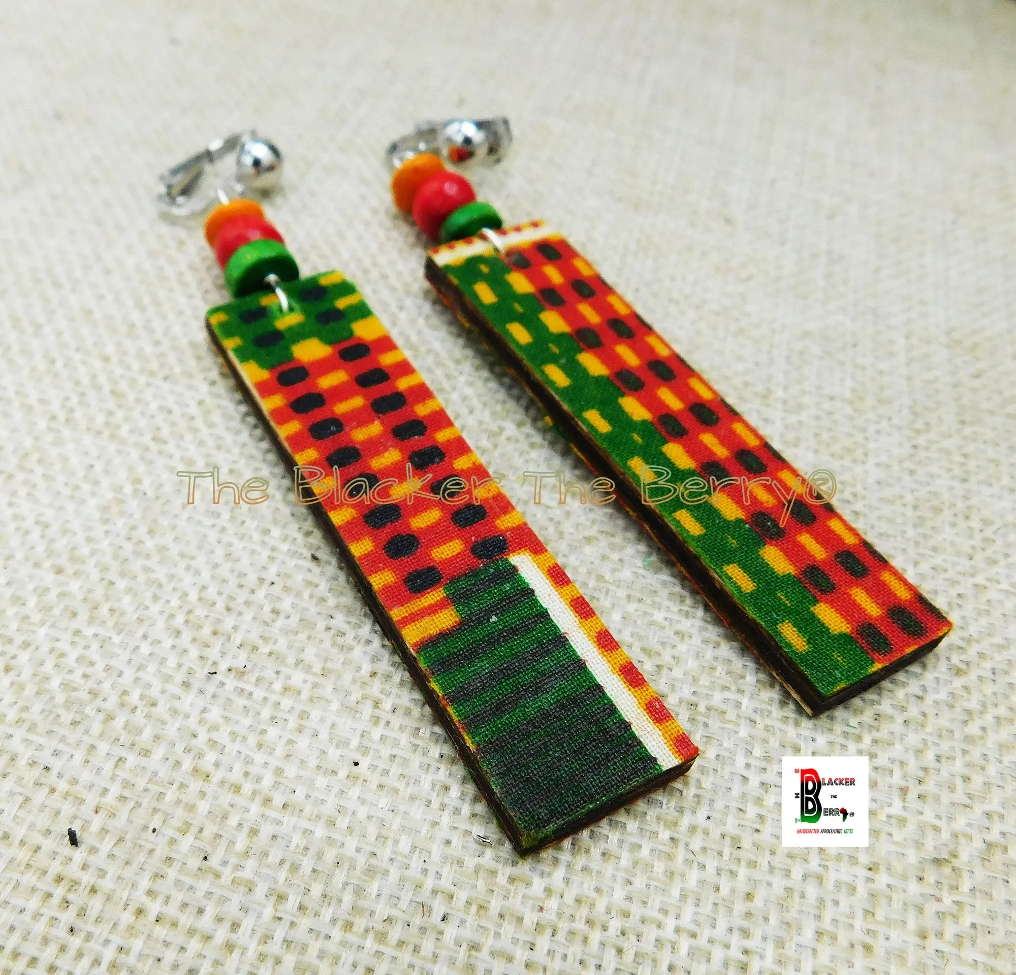 African Kente Earrings - Handmade Ankara Jewelry from Black-Owned Business.