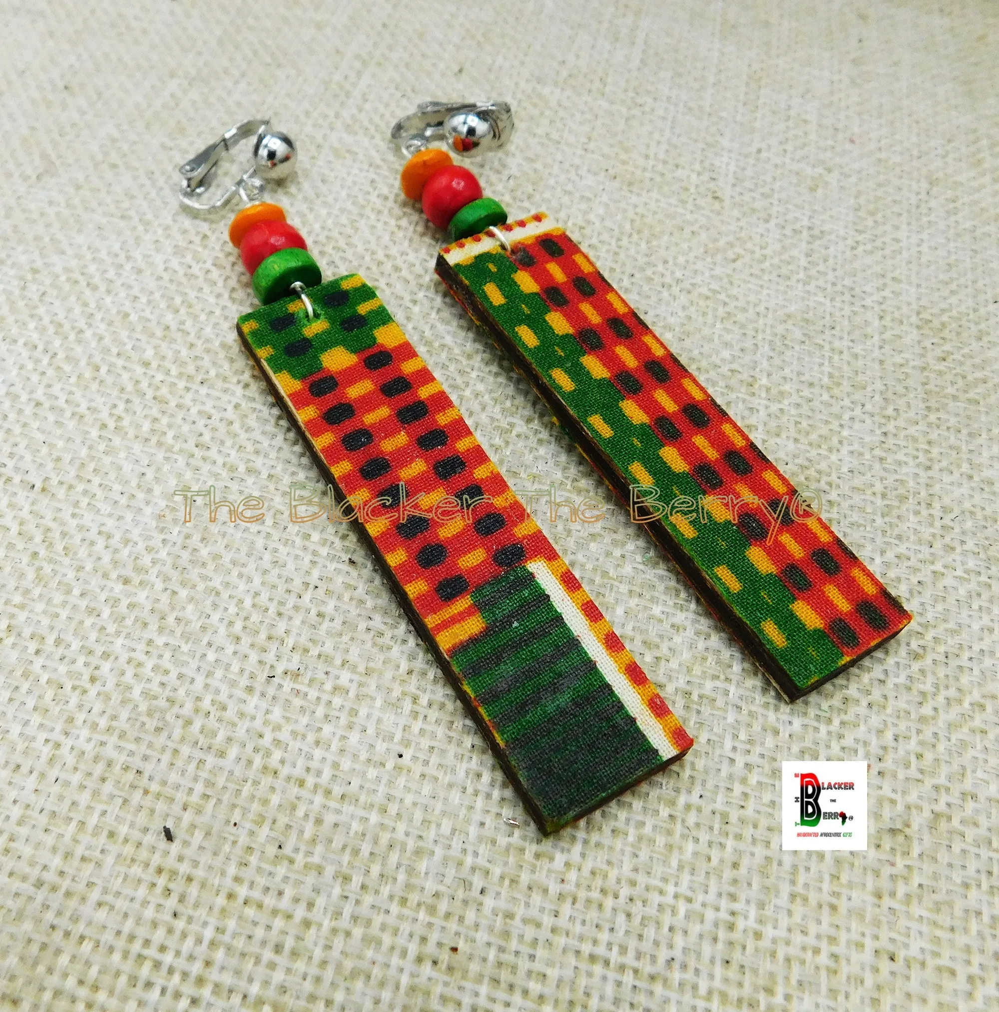 African Kente Earrings - Handmade Ankara Jewelry from Black-Owned Business.