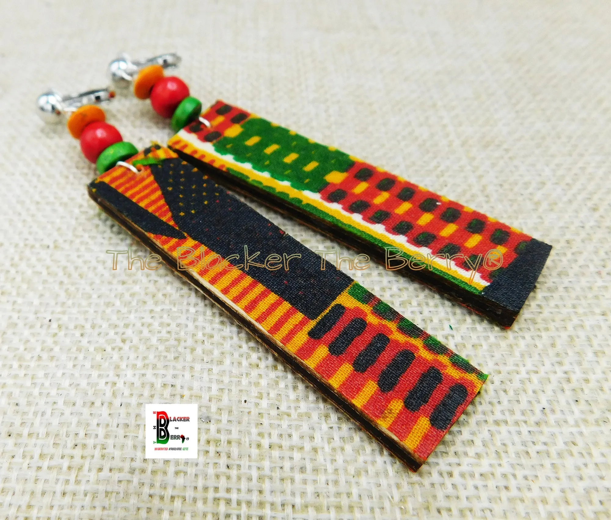 African Kente Earrings - Handmade Ankara Jewelry from Black-Owned Business.