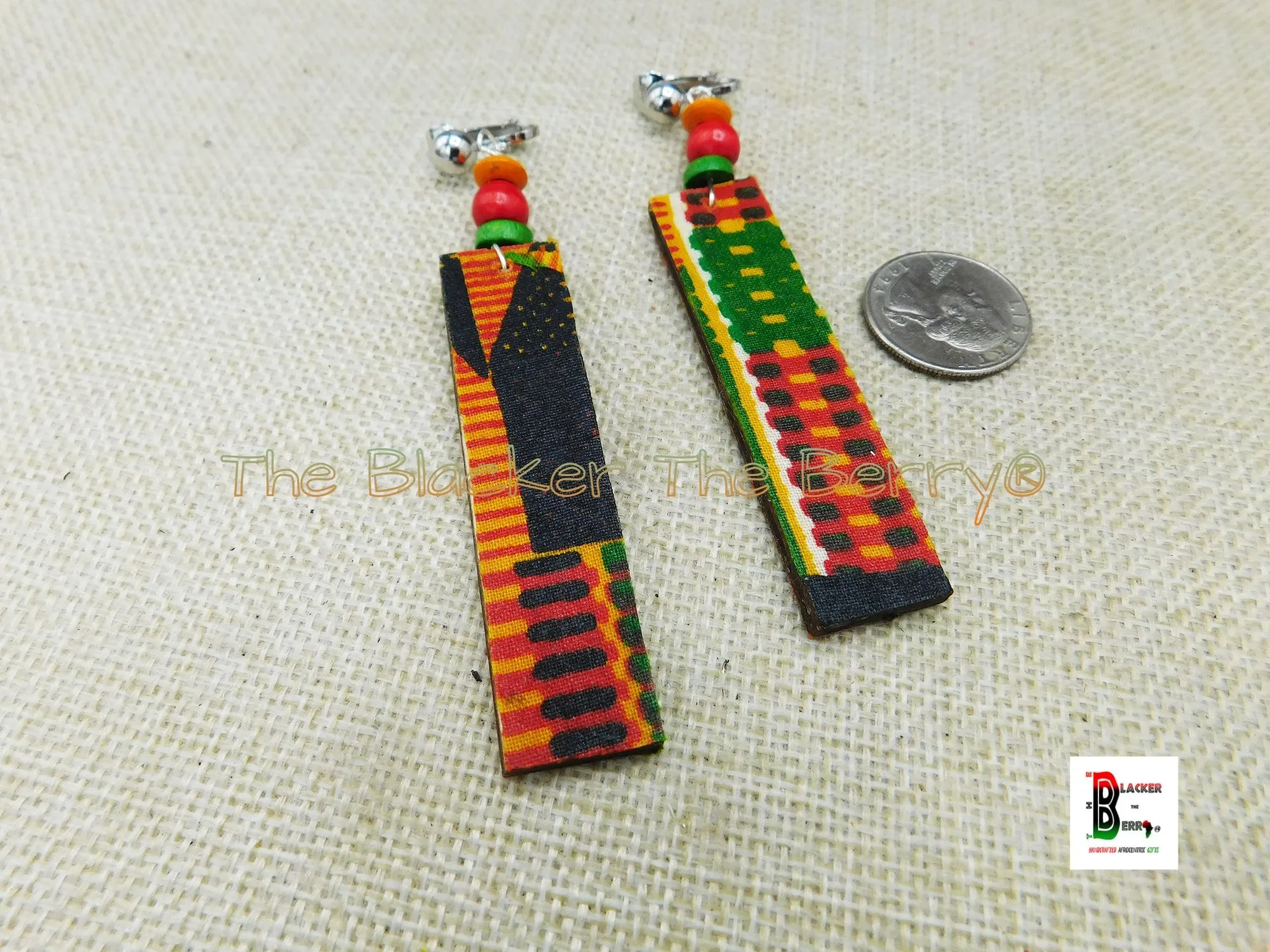 African Kente Earrings - Handmade Ankara Jewelry from Black-Owned Business.