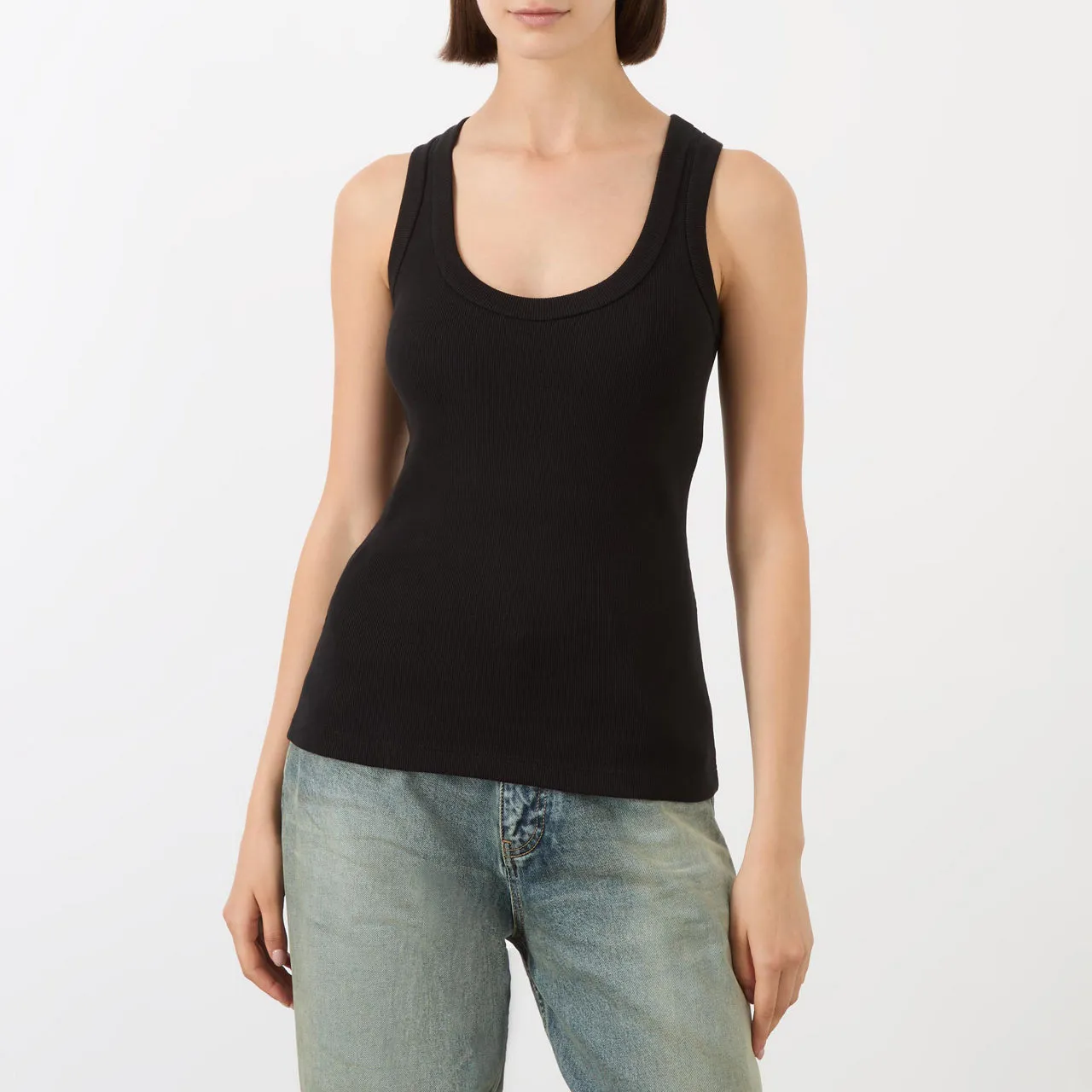 ALEXANDER MCQUEEN Rib-Knit Tank Top - Black