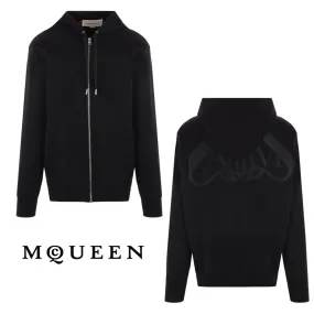 Alexander McQueen Street Style Long Sleeves Plain Cotton Logo Hoodies