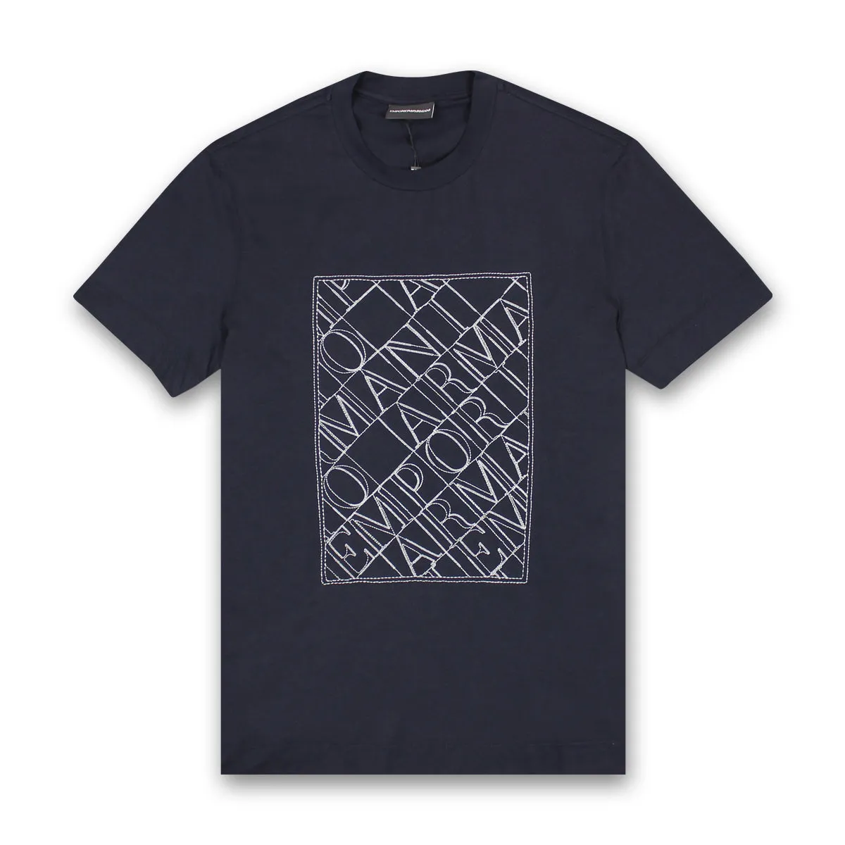 Armani Eagle T-Shirt - Embroidered Line, Navy