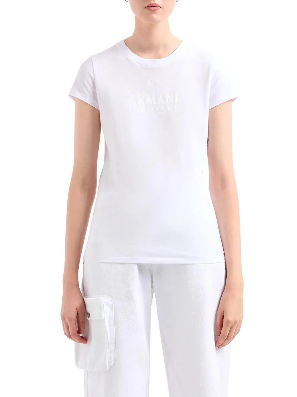 Armani Exchange Women's White T-shirt 3dyt11 Yjg3z