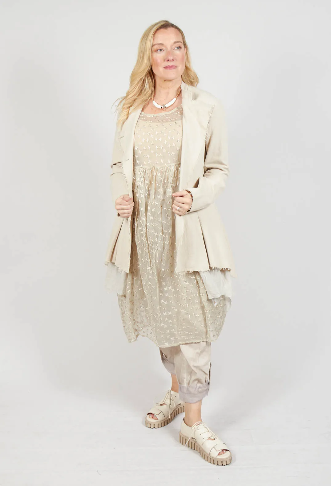 Asymmetrical Cotone and Garza Di Lino Sand Jacket