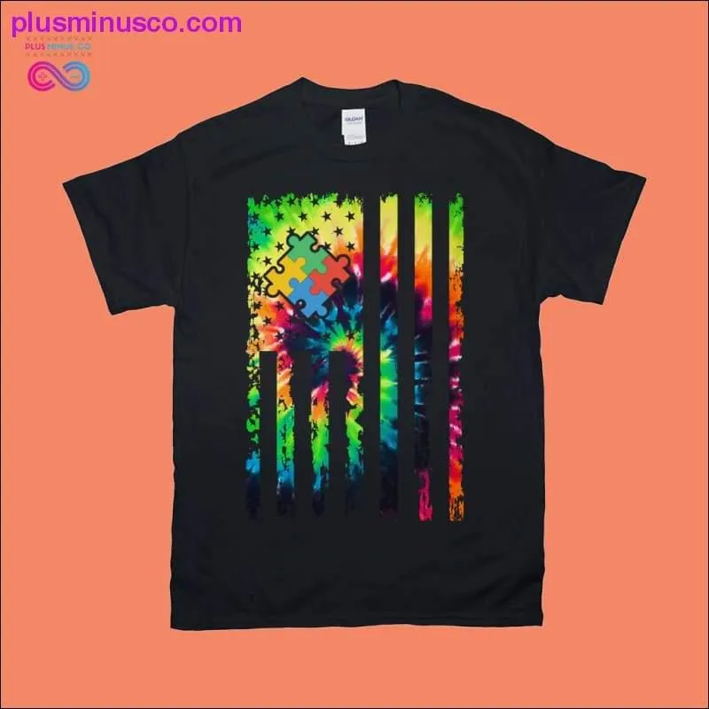 Autism Awareness Tie Dye Grunge American Flag Shirts - Shop Now.