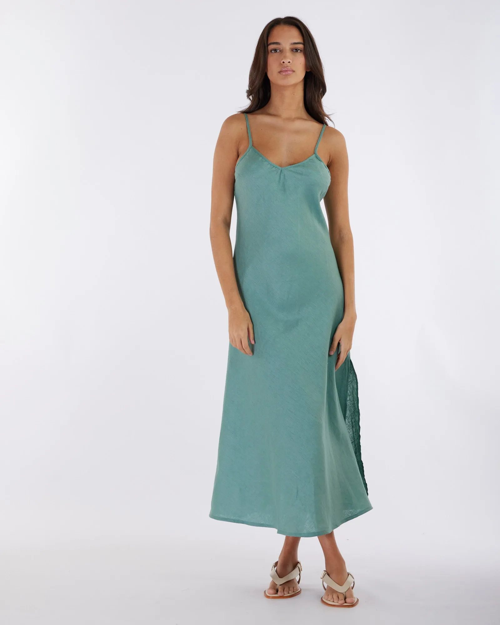 Azure Evangeline Linen Dress