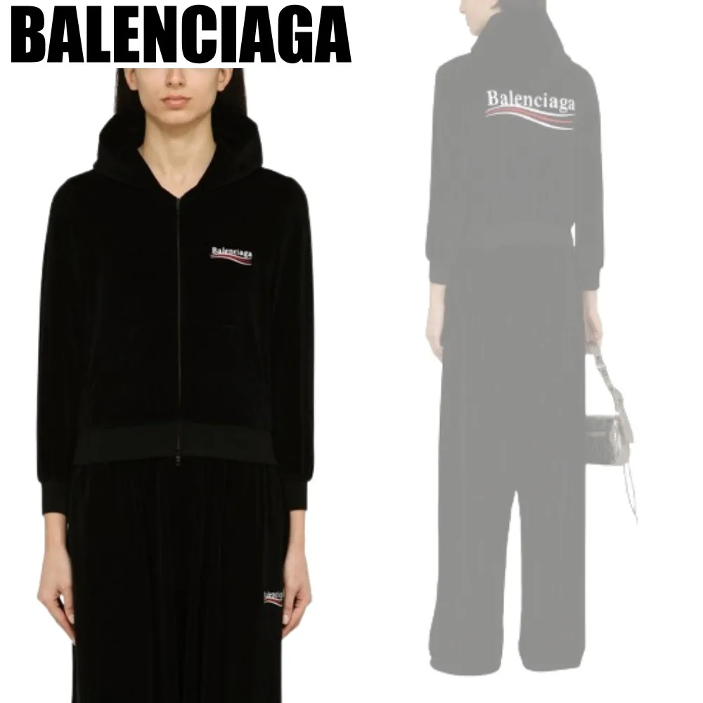 Balenciaga Unisex Cotton Logo Sweatshirt - Street Style Long Sleeves