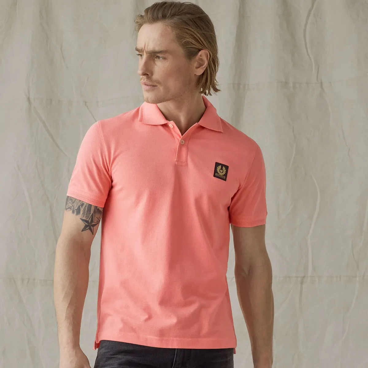 Belstaff Shell Pink Short Sleeve Polo Shirt