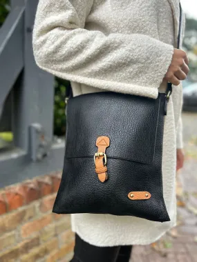 Black Buckle Front Bag