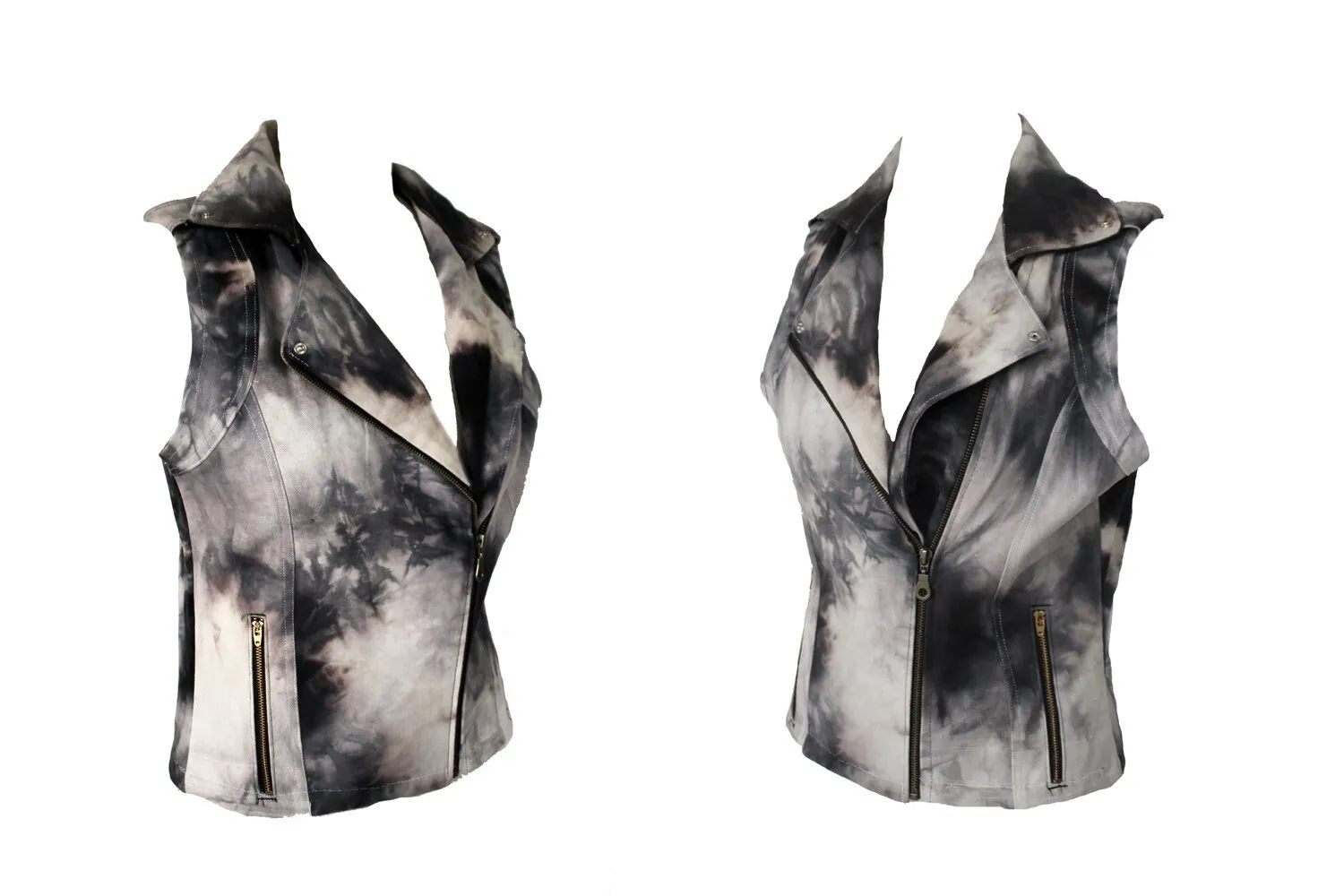 Black smoke tie dye biker vest | Unisex