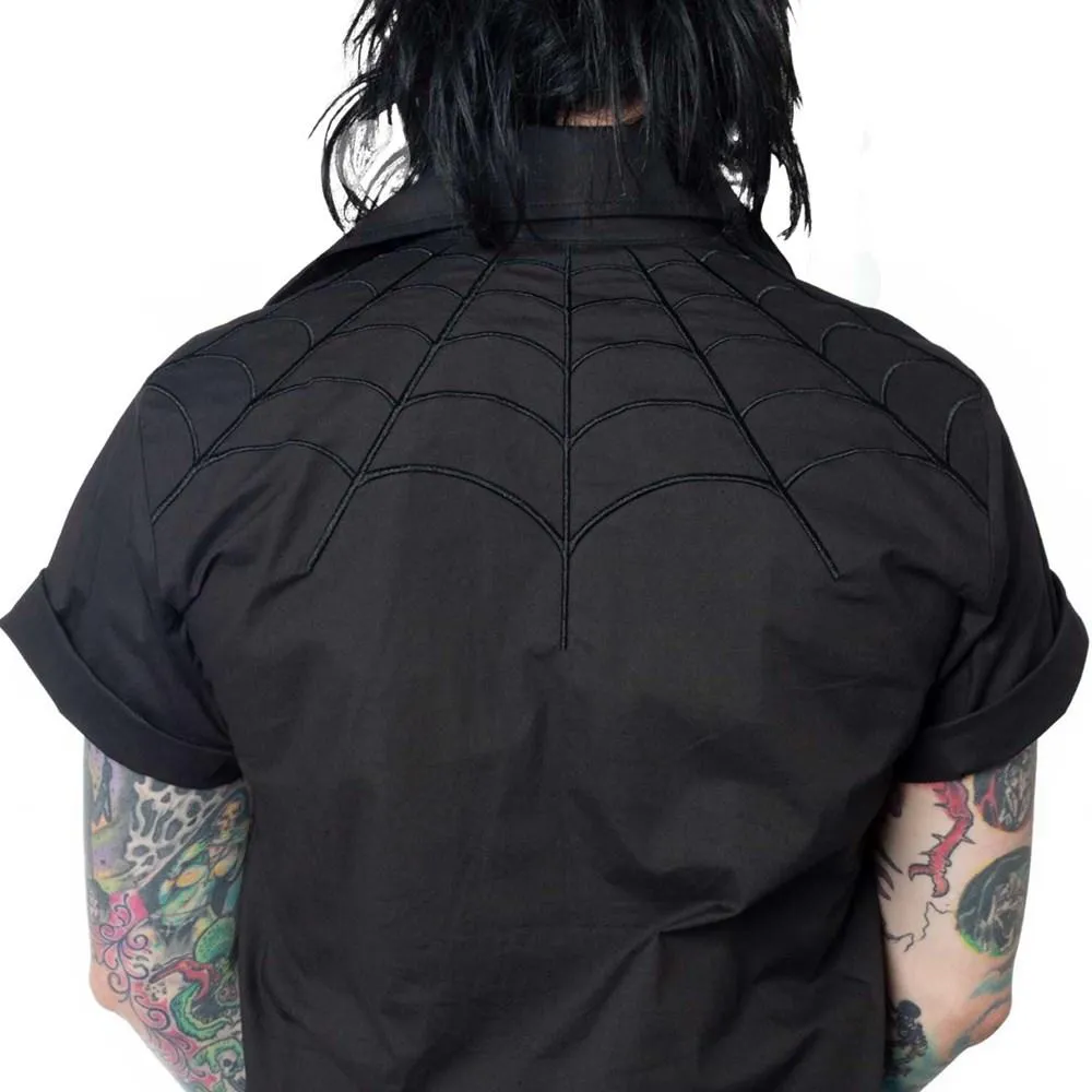 Black Spiderweb Western Shirt