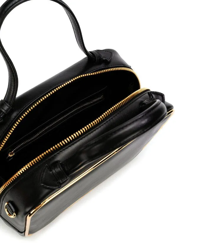 Black/Gold Halo Crossbody Satchel