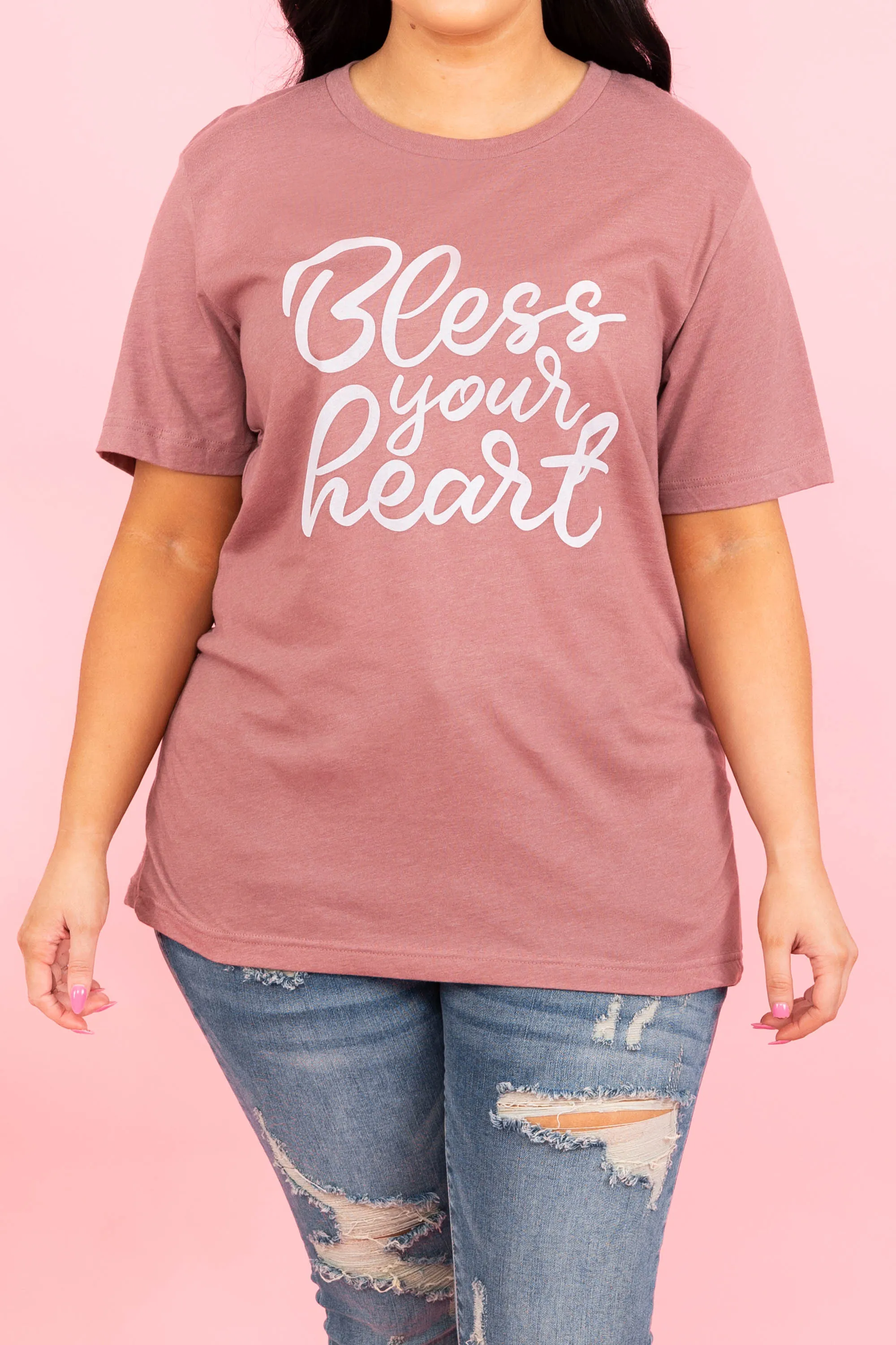 Bless Your Heart T-Shirt in Heather Mauve