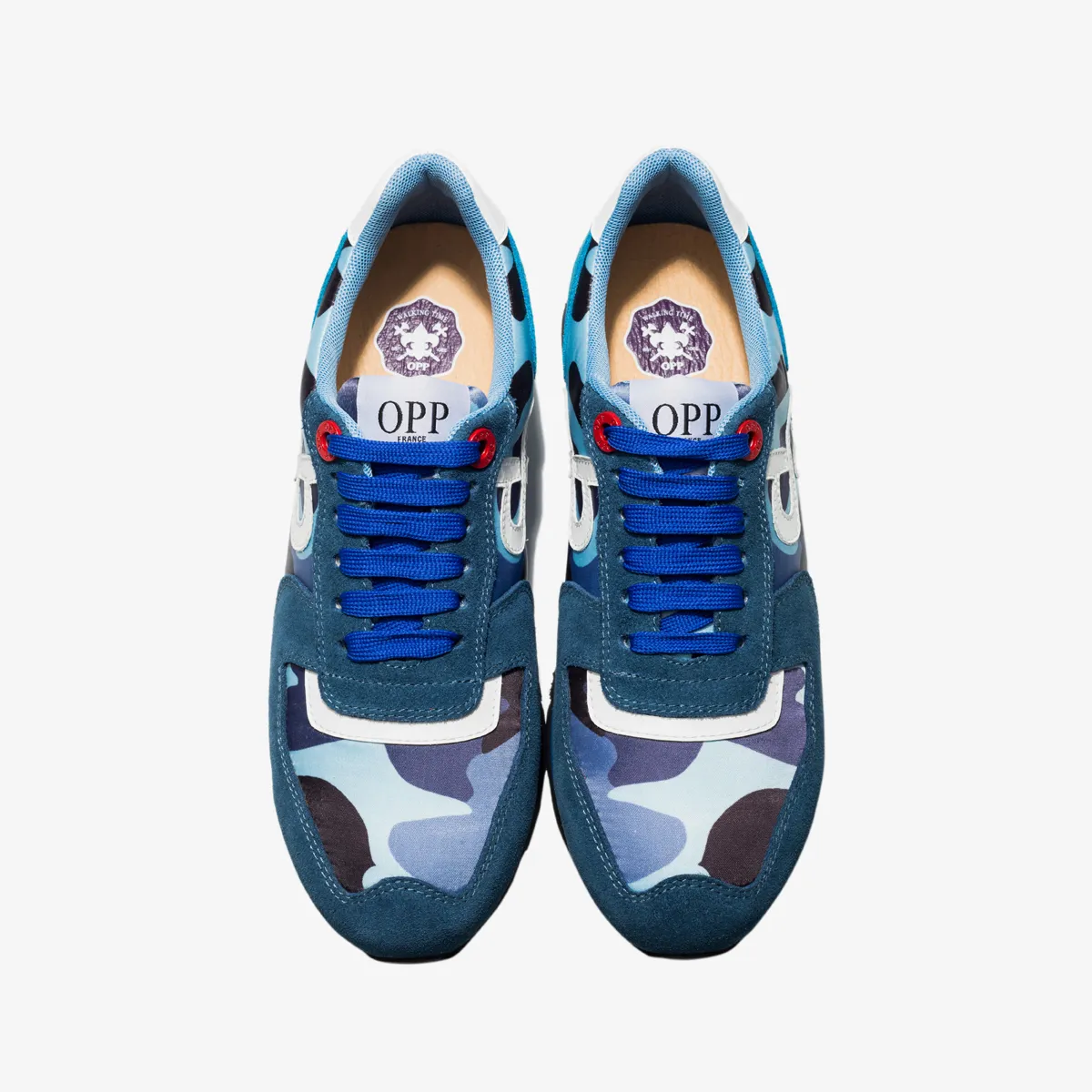 Blue Paint Lace-Up Sneakers