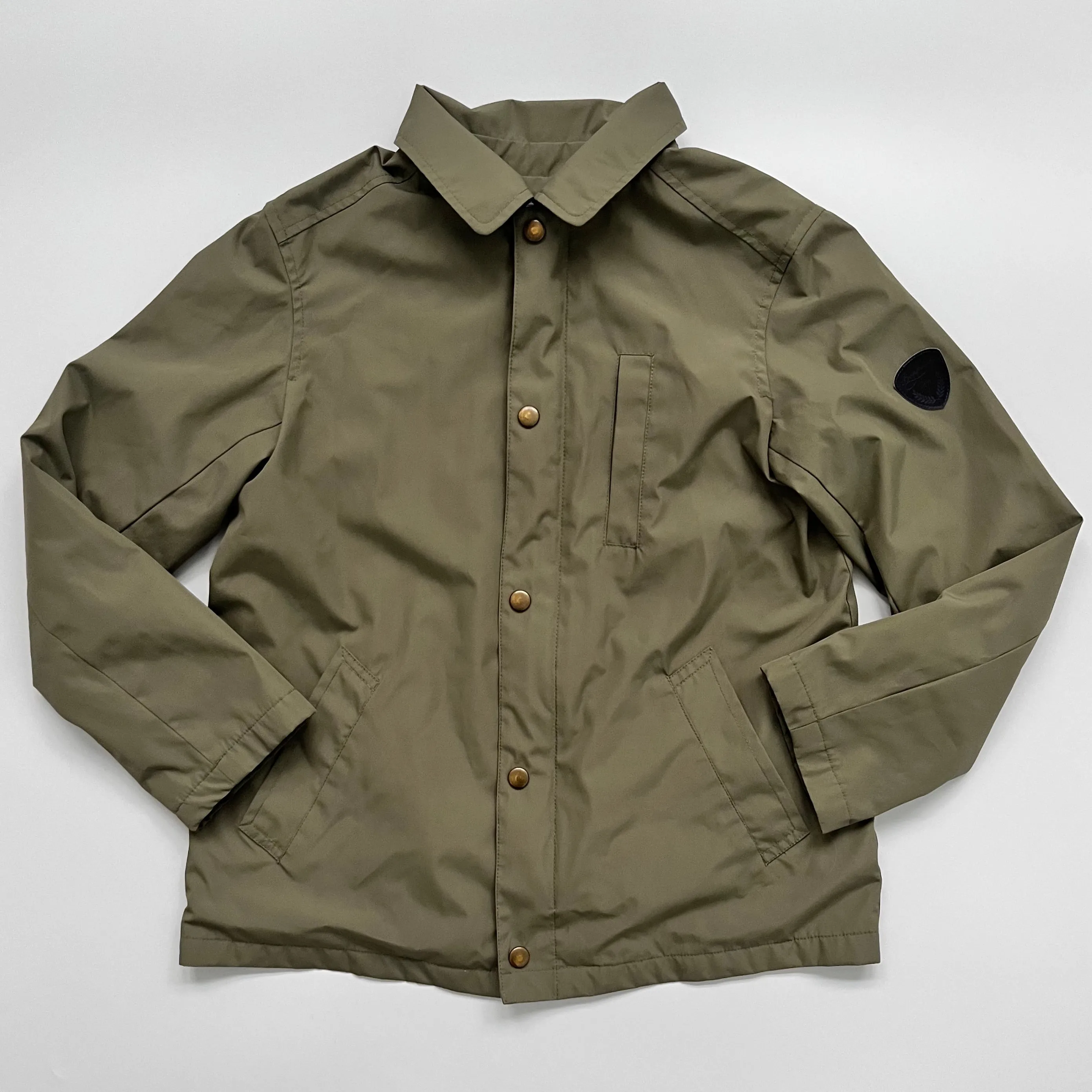 Bonpoint Khaki Jacket With Hood, Water Resistant, 10 Years