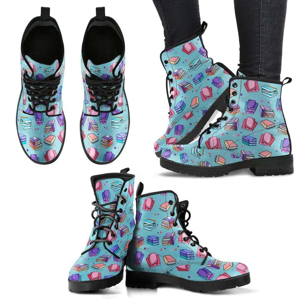 Book Pattern Women's Leather Boots