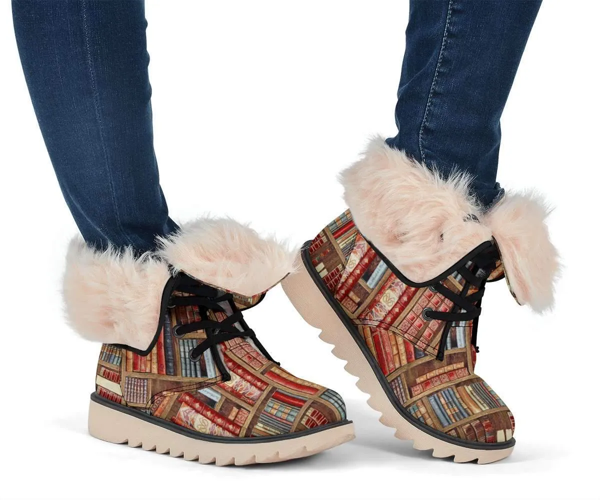 Bookish Pattern Polar Boots