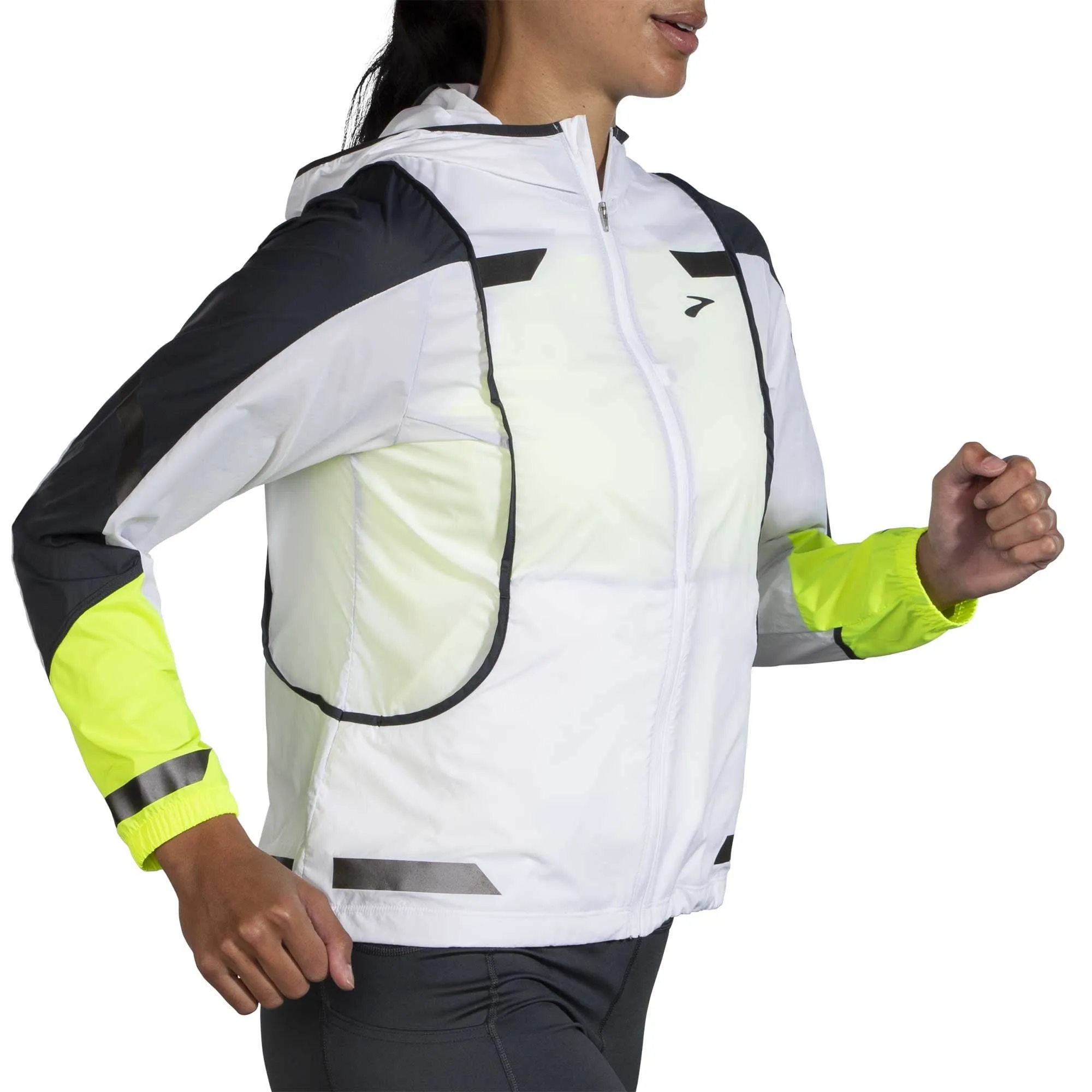 Brooks Women's Visible Convertible Jacket in White/Asphalt/Nightlife