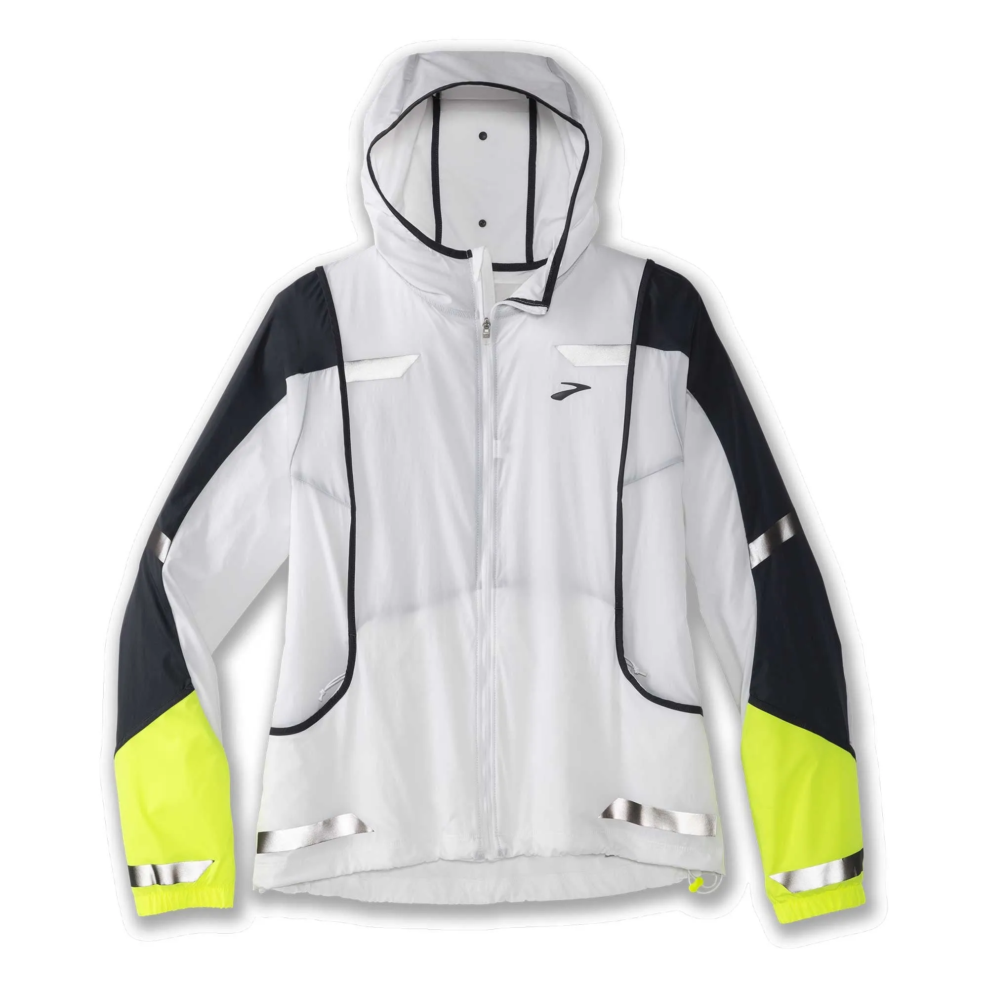 Brooks Women's Visible Convertible Jacket in White/Asphalt/Nightlife