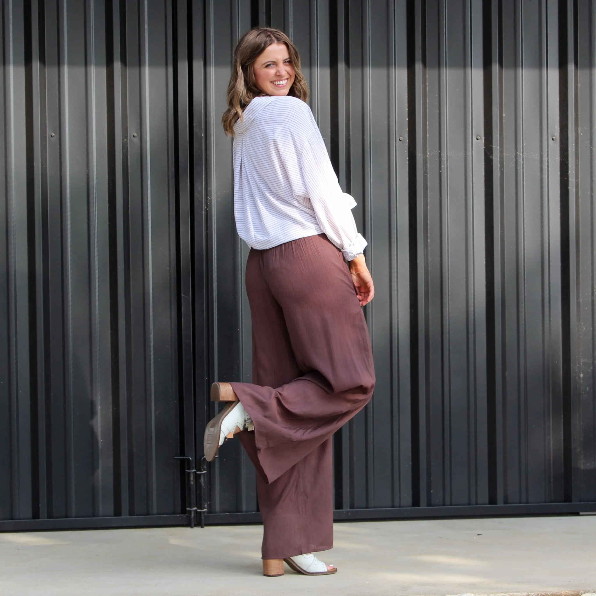 Brown Crinkle Pants