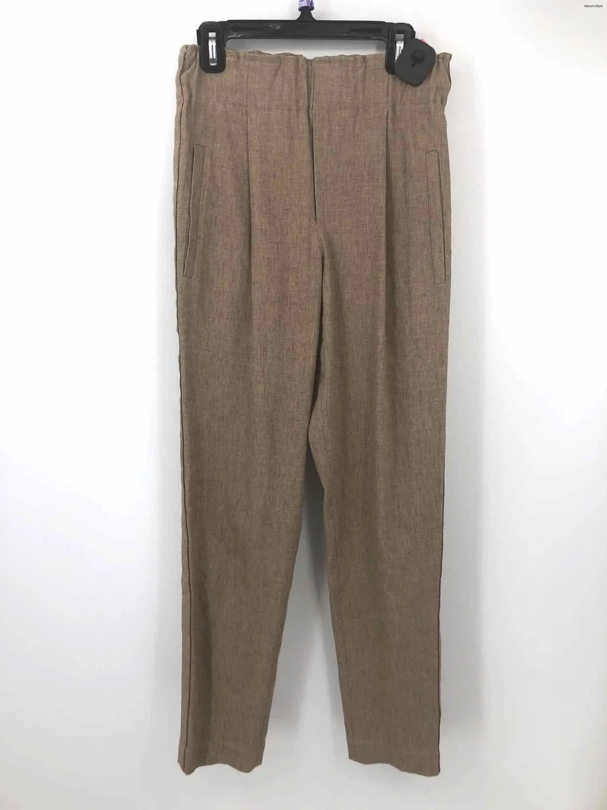 BRUNELLO CUCINELLI Tan Linen Italian Pleated Tapered Pants SMALL (S)