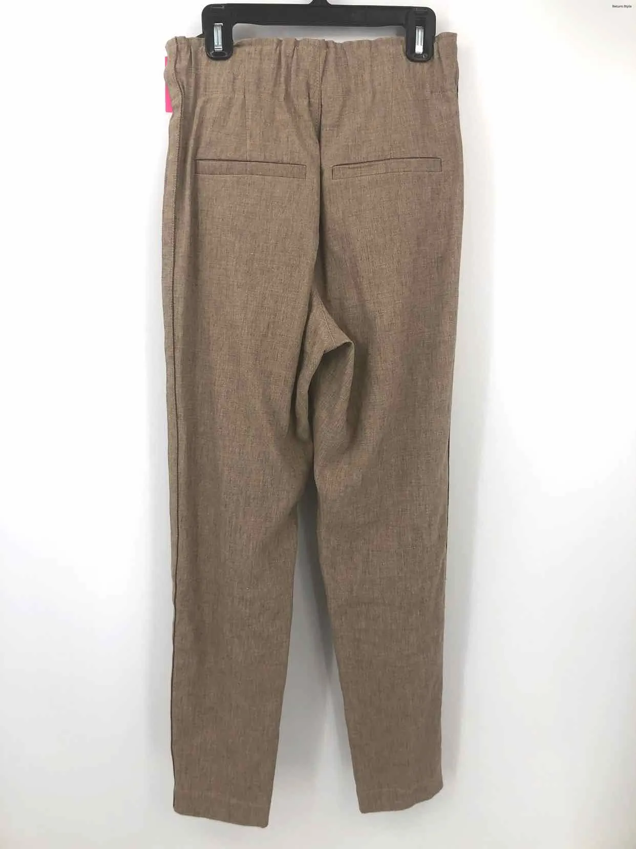 BRUNELLO CUCINELLI Tan Linen Italian Pleated Tapered Pants SMALL (S)