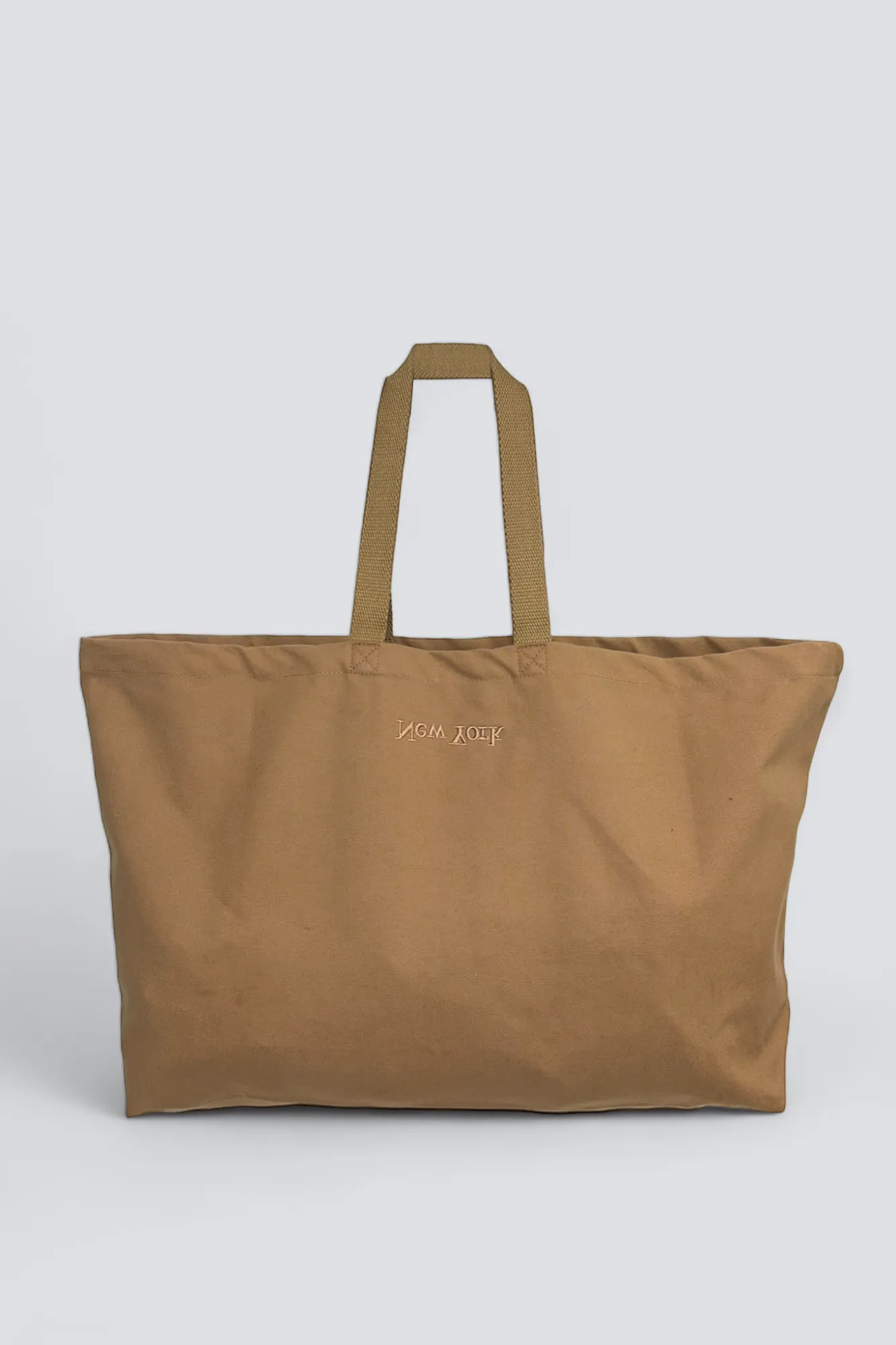 Canvas New York Logo Embroidered XL Tote Bag - Camel