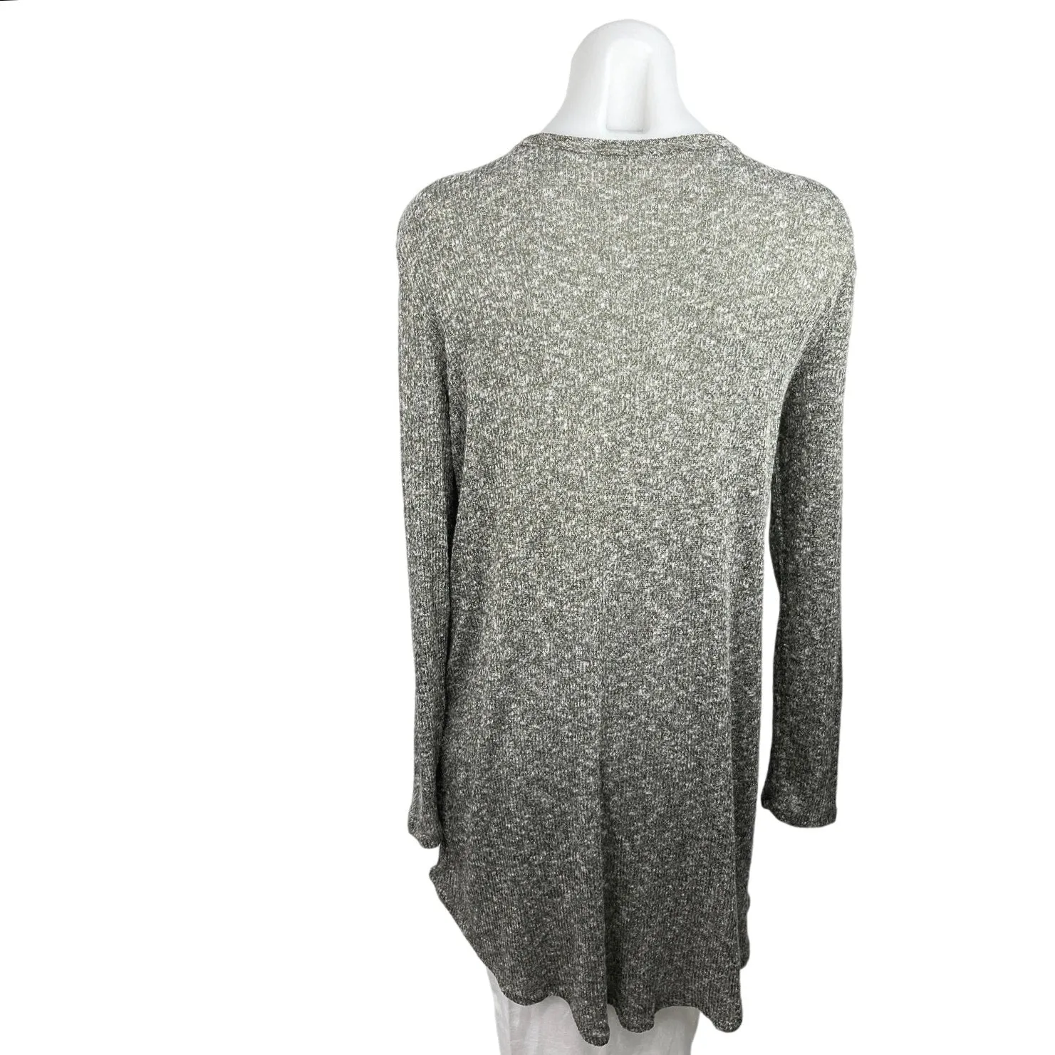 Caslon Gray Heathered Crew Neck Asymmetric Hem Slit Pullover Sweater Top Size S