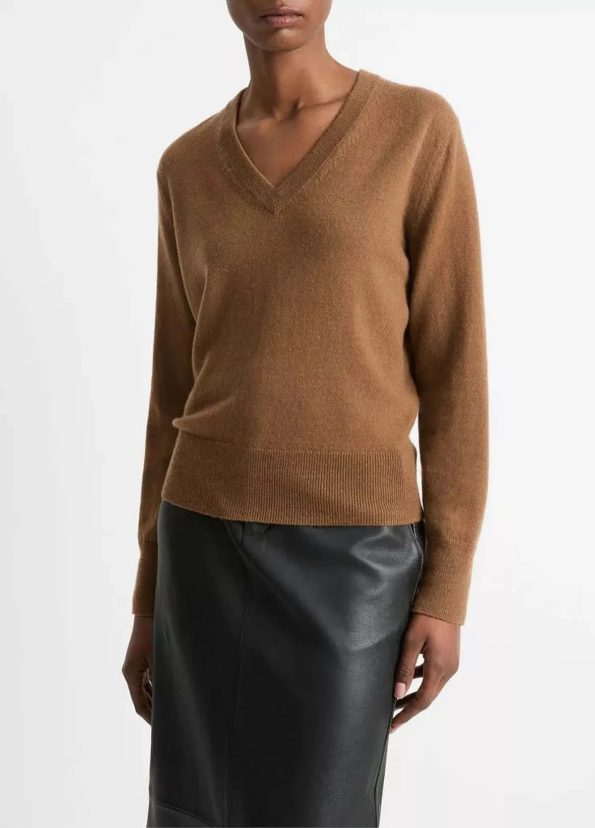 Casual V-Neck Sweater - Almond