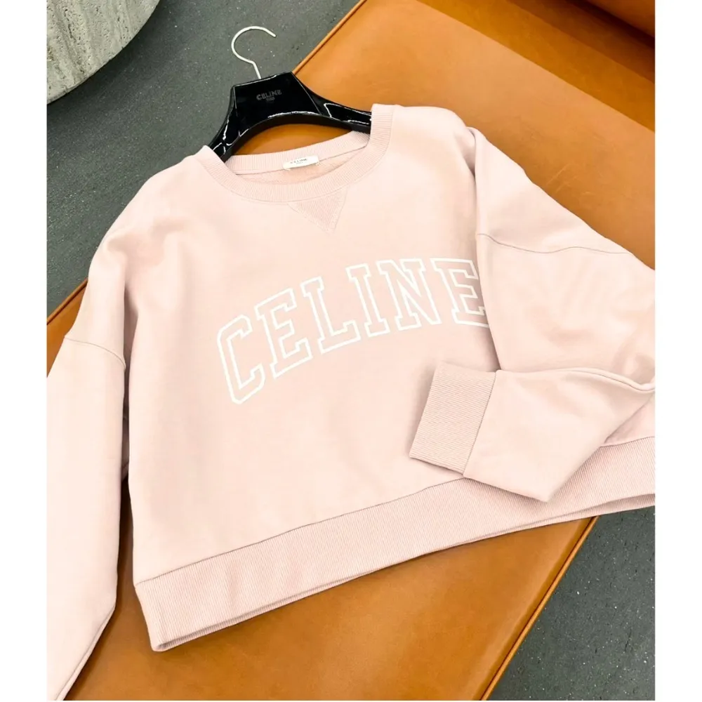 Celine | Crew Neck Long Sleeve Cotton Logo Shirt