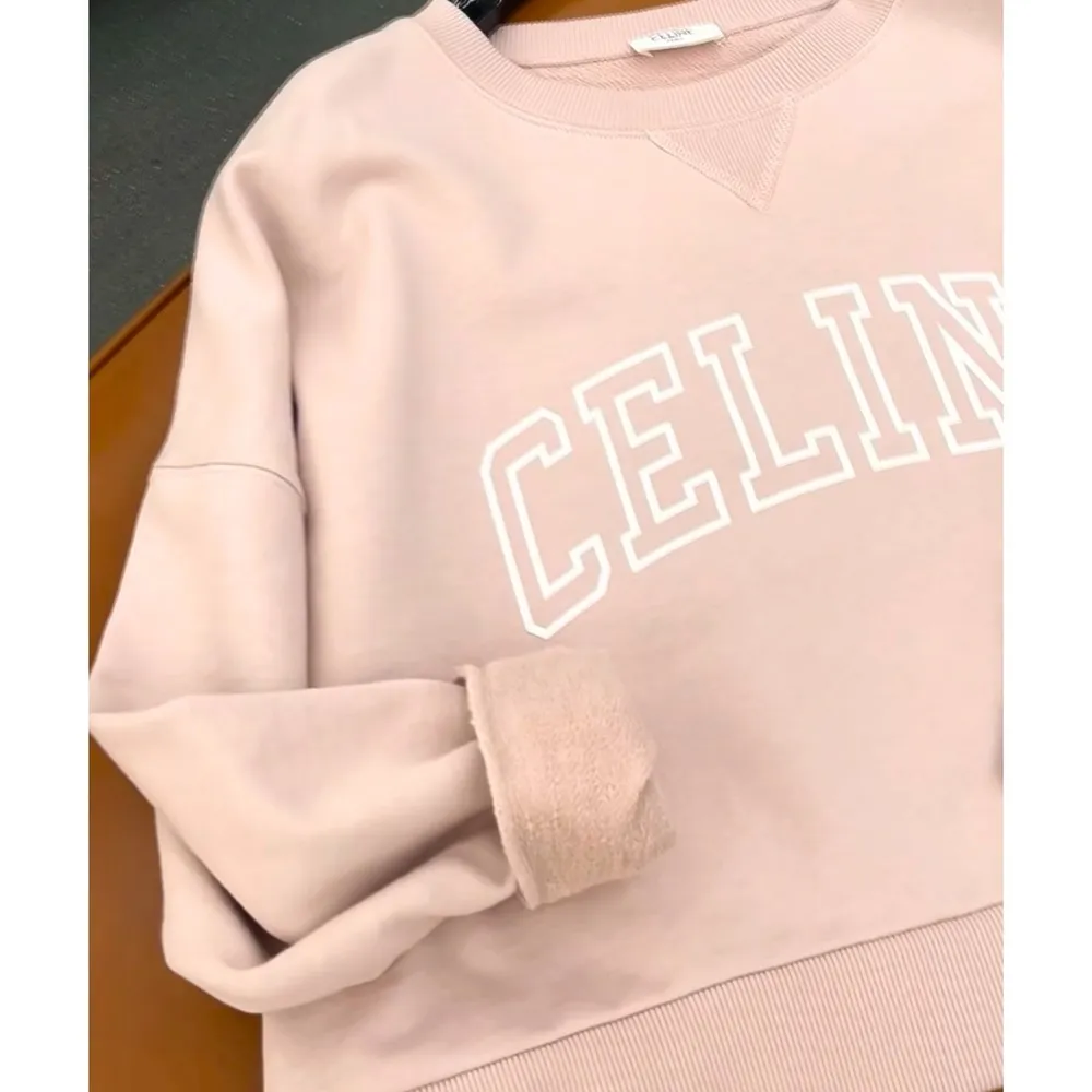 Celine | Crew Neck Long Sleeve Cotton Logo Shirt