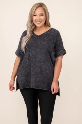 Charcoal Mineral Wash Comfy Travels Top